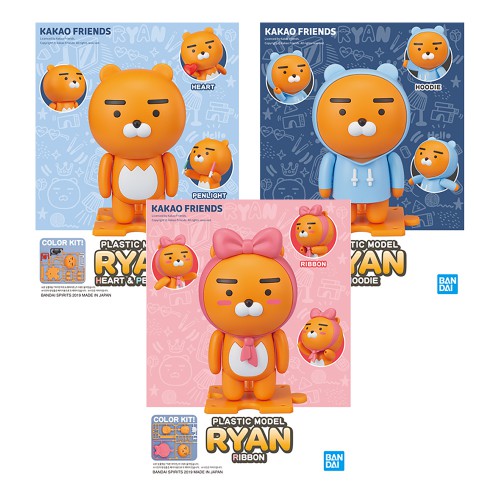 반다이 카카오프렌즈 프라모델 라이언 3종 피규어 패키지